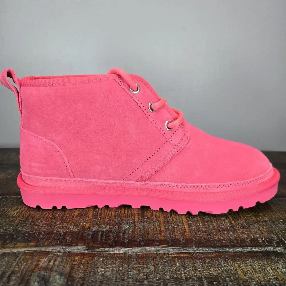 NEW UGG Neumel Womens Size 7 Fuzzy Warm Chukka Boots Shoes Slippers Pink